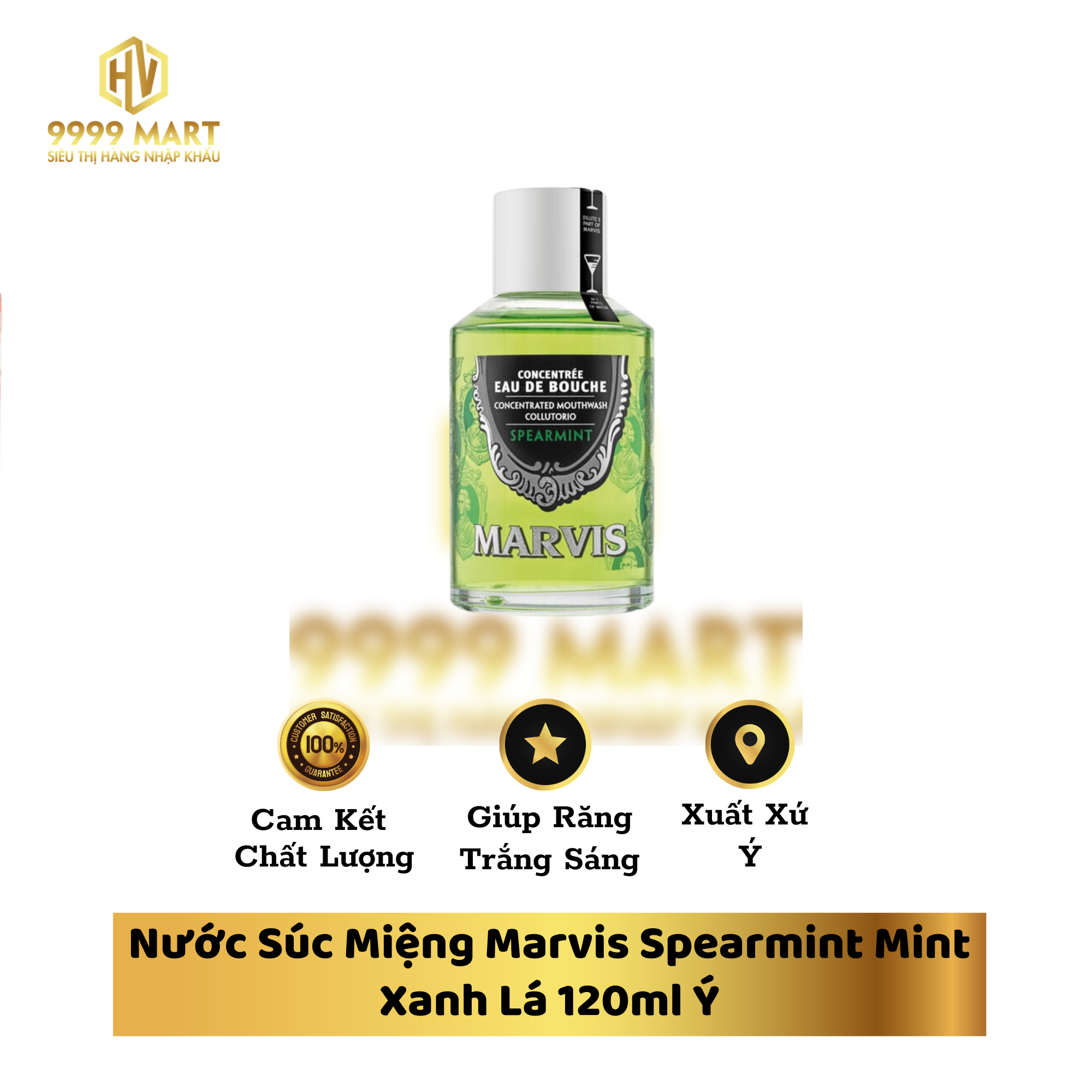 Nước Súc Miệng Marvis Spearmint Mint Xanh Lá 120ml Ý