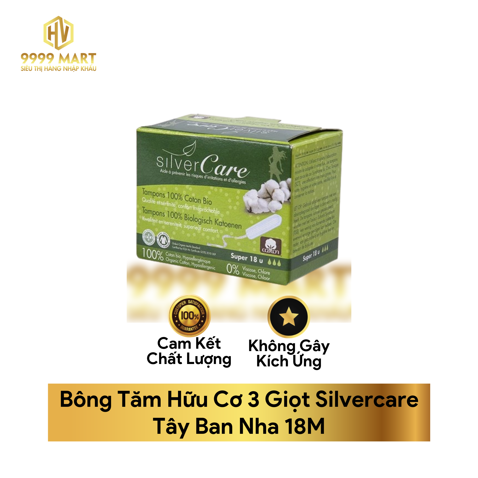 Bông Tăm Hữu Cơ 3 Giọt Silvercare Tây Ban Nha 18M