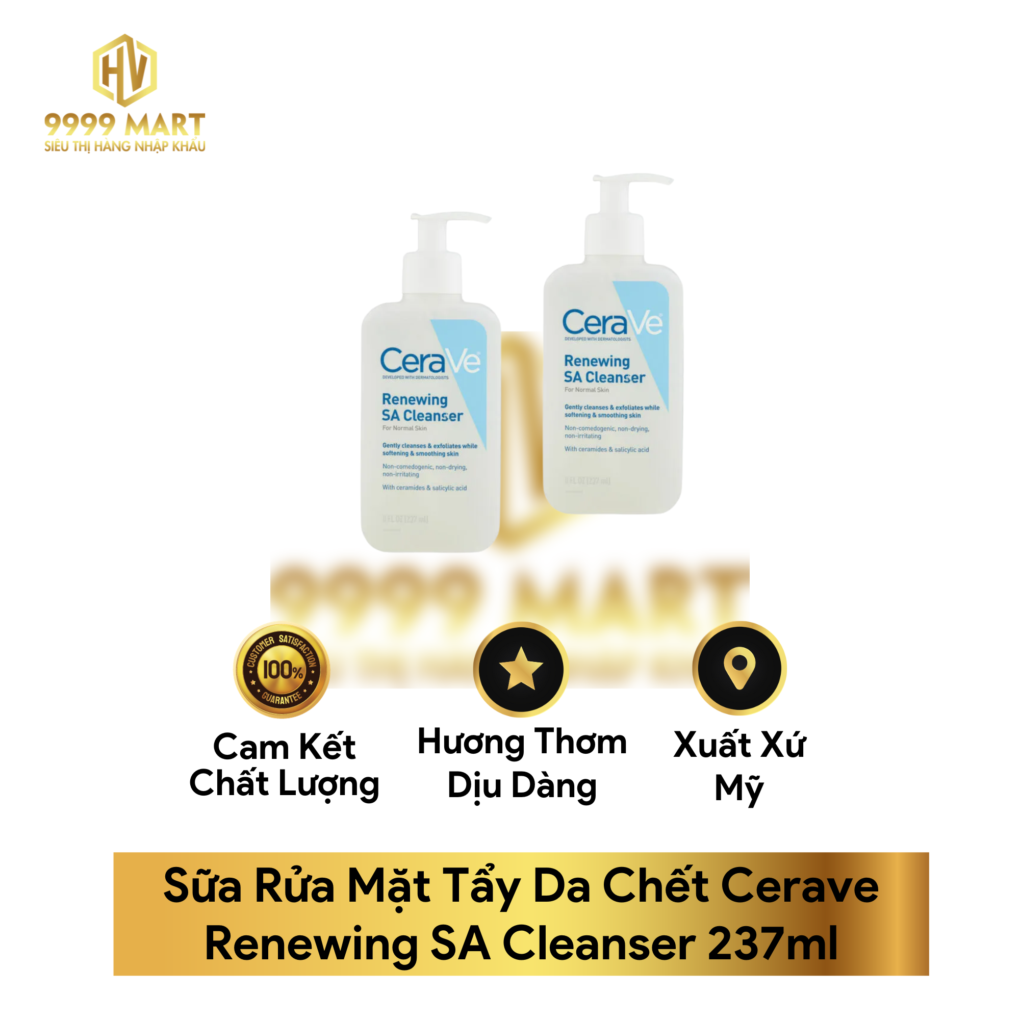Sữa Rửa Mặt Tẩy Da Chết Cerave Renewing SA Cleanser 237ml