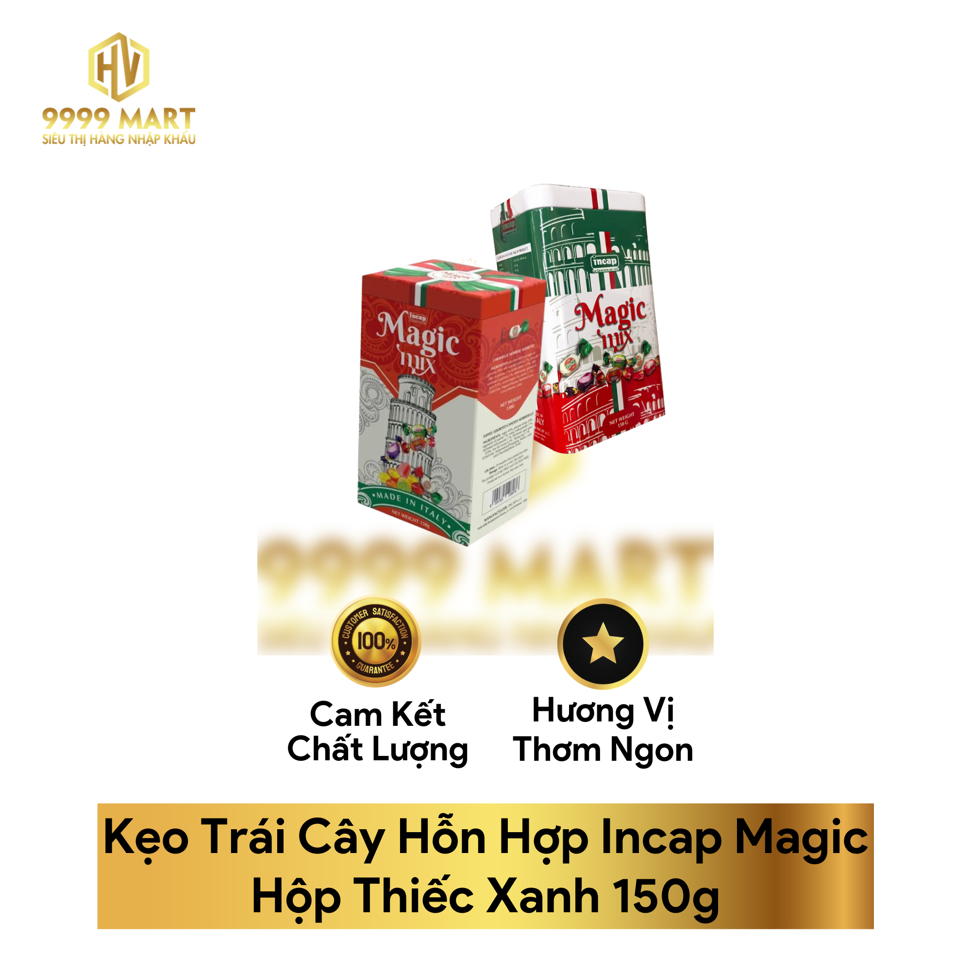 Kẹo Trái Cây Hỗn Hợp Incap Magic Hộp Thiếc Xanh 150g