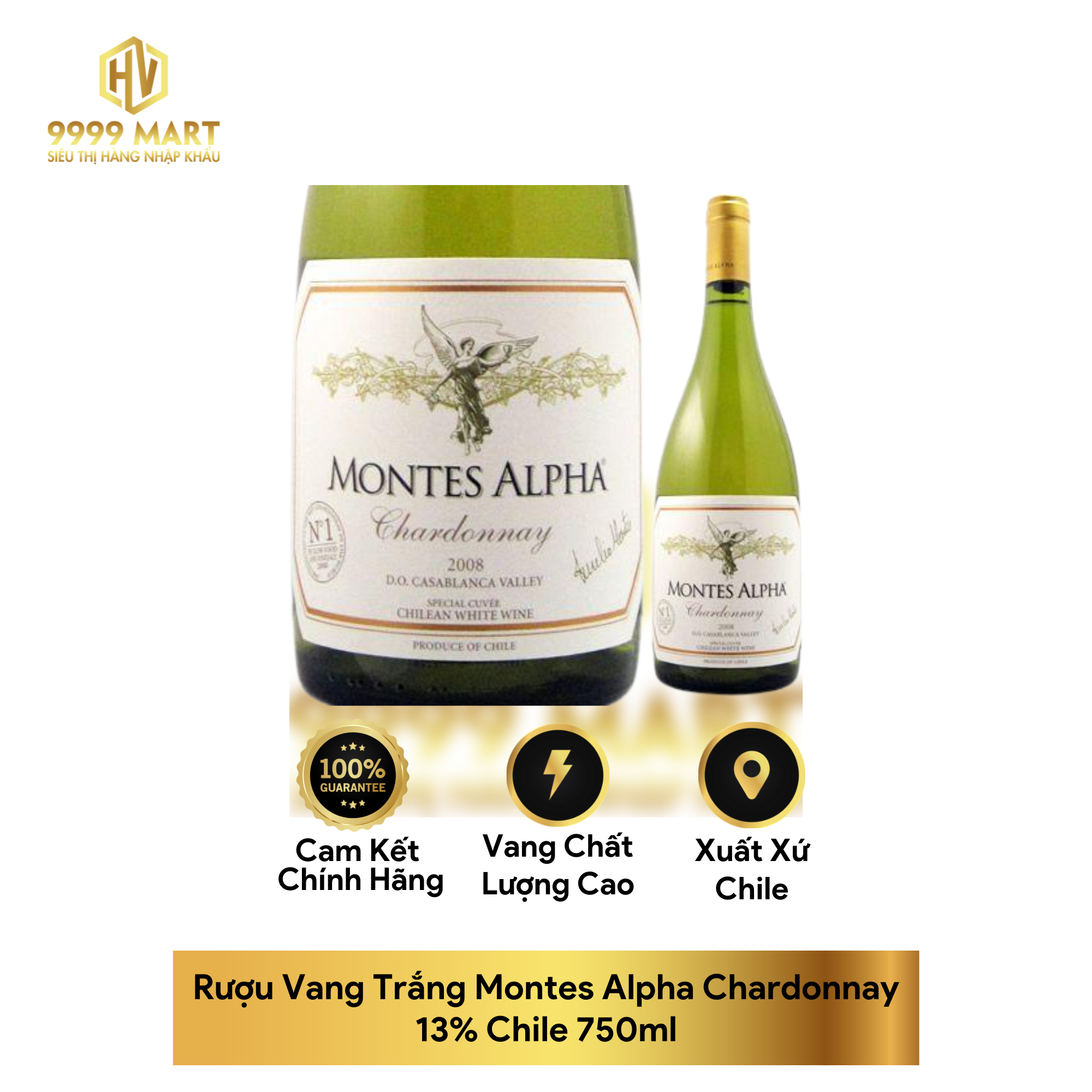 Rượu Vang Trắng Montes Alpha Chardonnay 13% Chile 750ml