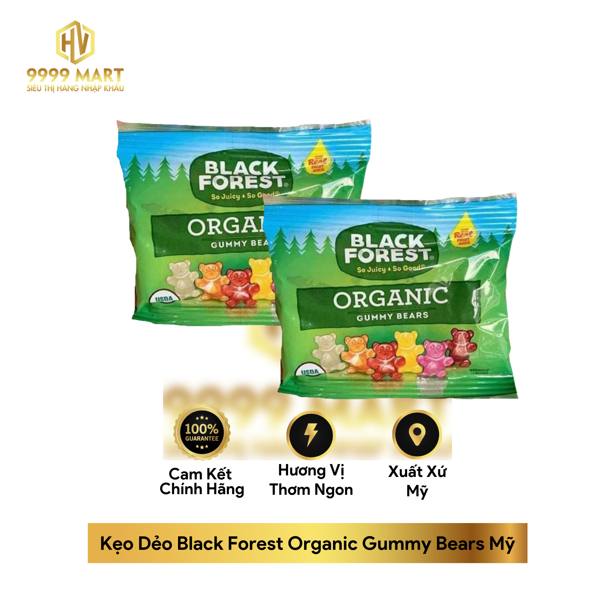 Kẹo Dẻo Black Forest Organic Gummy Bears Mỹ