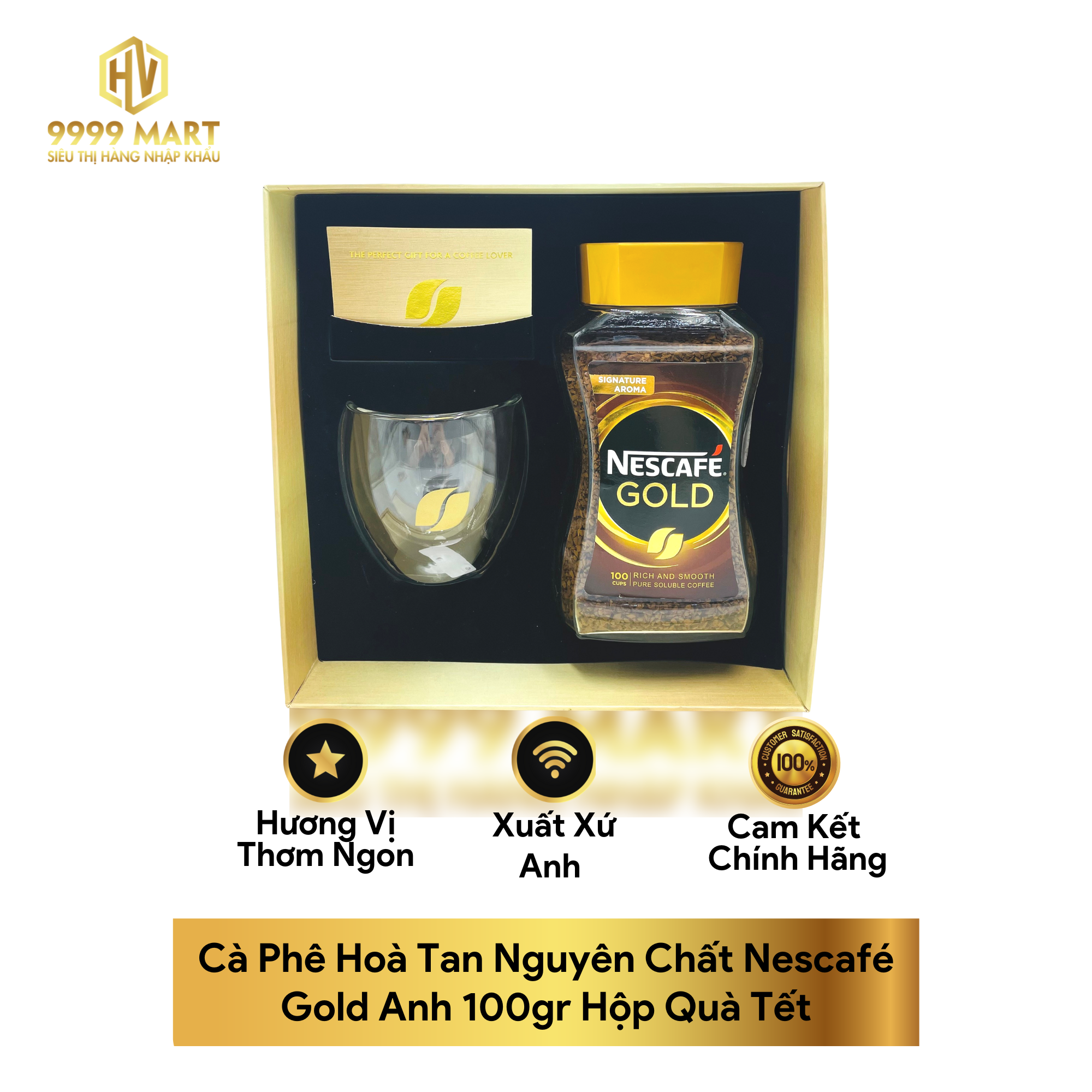 Cà Phê Hoà Tan Nguyên Chất Nescafé Gold Anh 100gr Hộp Quà Tết