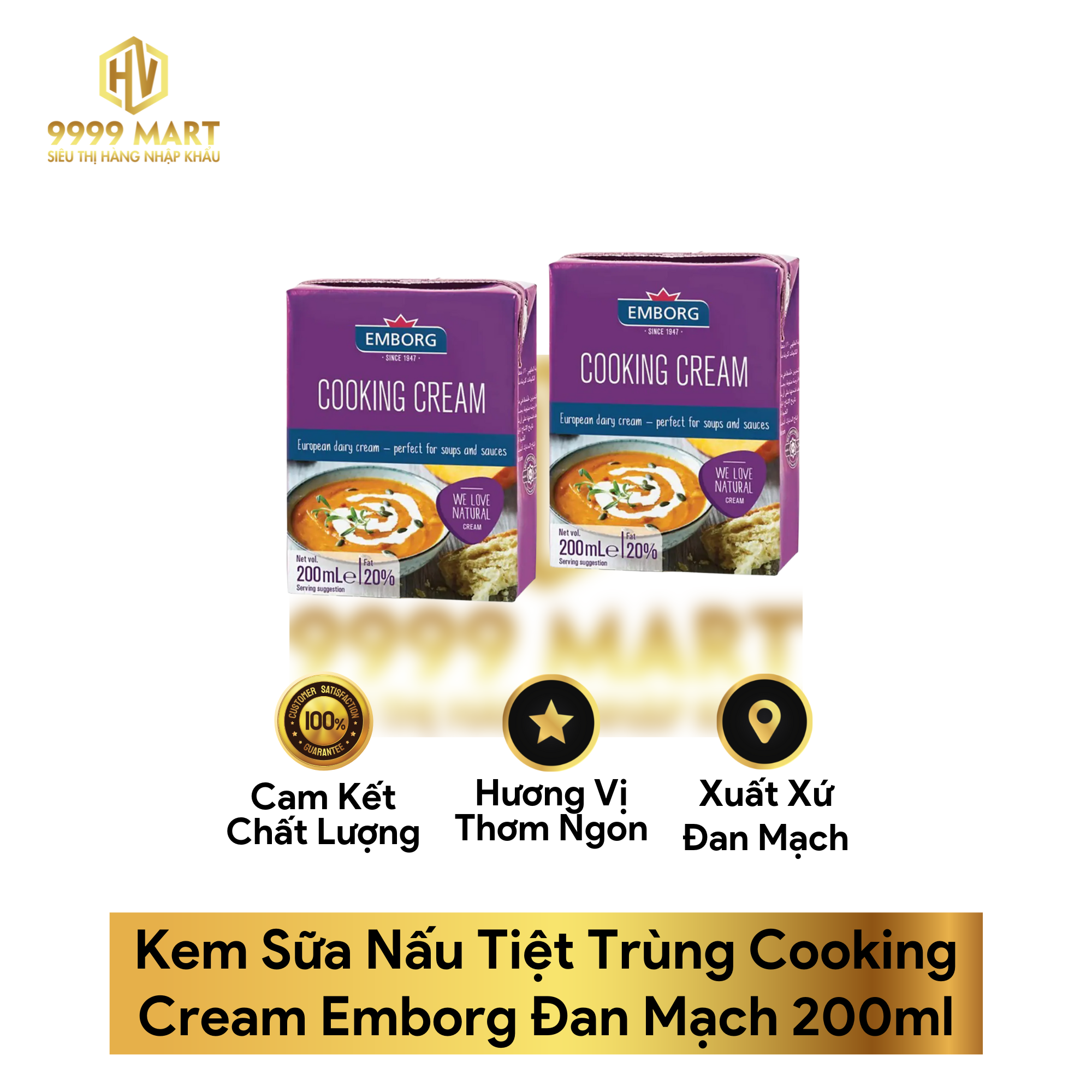 Kem Sữa Nấu Tiệt Trùng Cooking Cream Emborg Đan Mạch 200ml