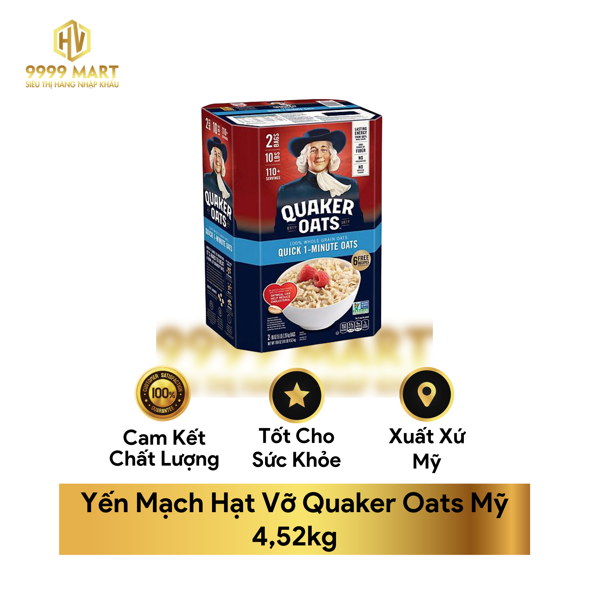 Yến Mạch Hạt Vỡ Quaker Oats Mỹ 4,52kg