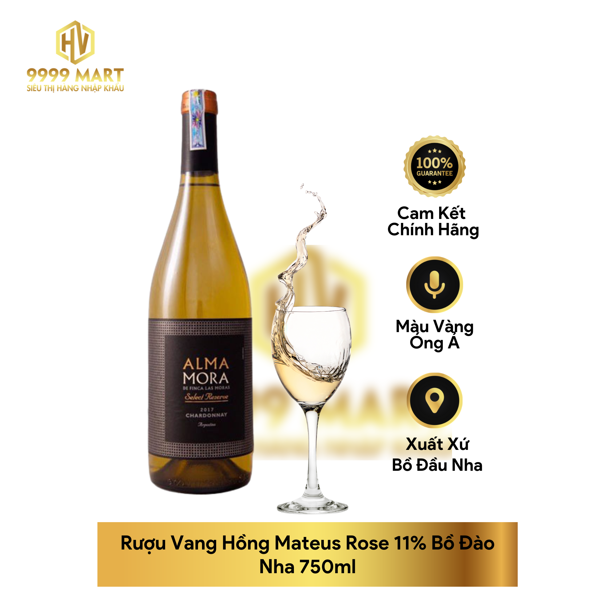 Rượu Vang Trắng Alma Mora Select Reserve Chardonnay 13,5% Argentina 750ml