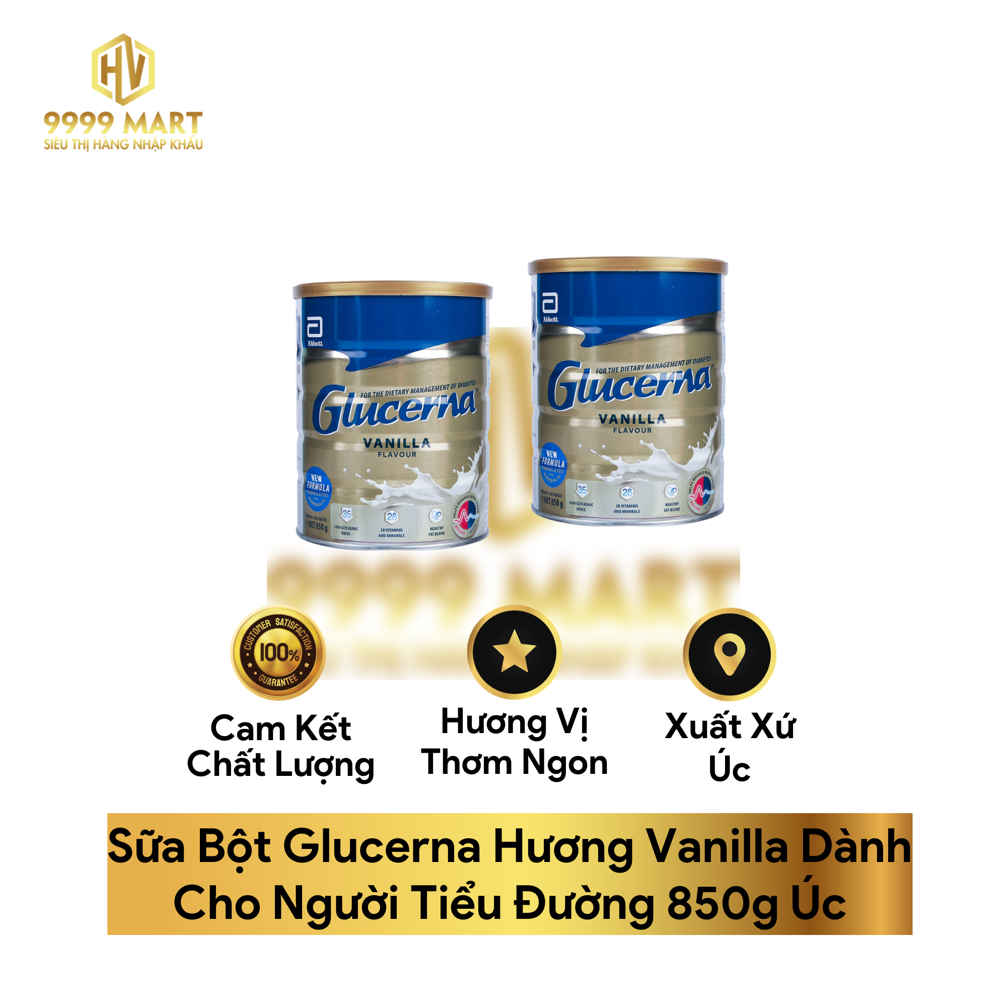 Sữa Bột Glucerna Hương Vanilla Dành Cho Người Tiểu Đường 850g Úc