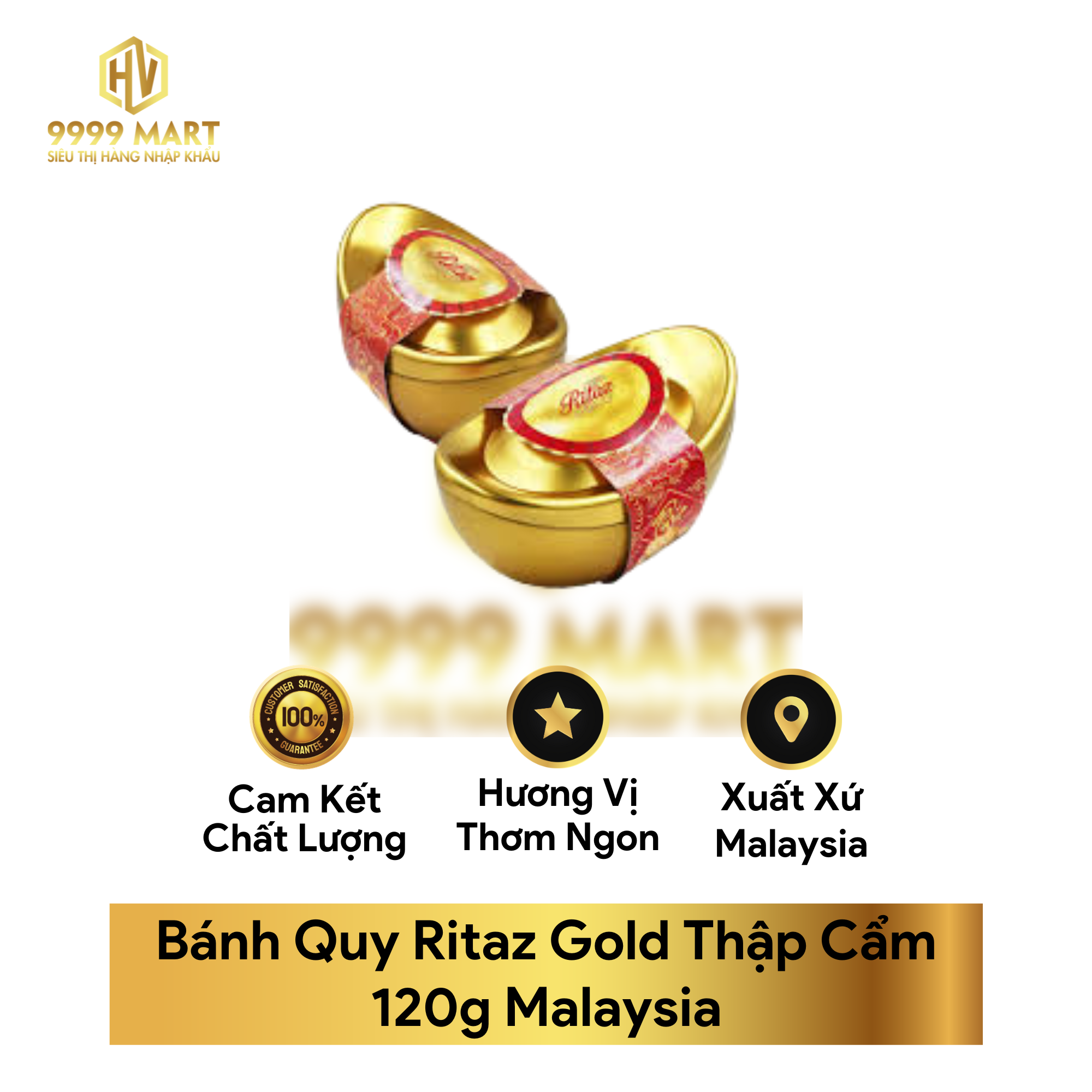 Bánh Quy Ritaz Gold Thỏi Vàng 120g Malaysia