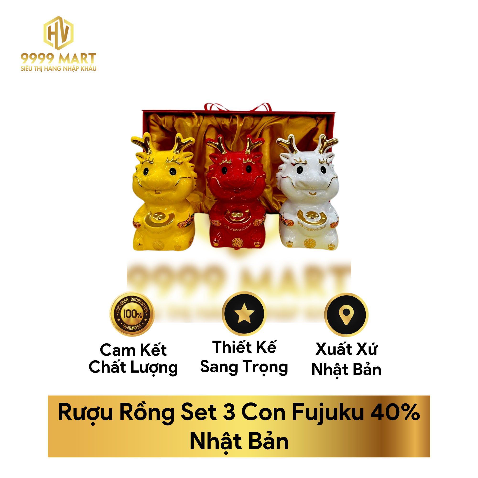 Rượu Rồng Set 3 Con Fujuku 40% Nhật Bản