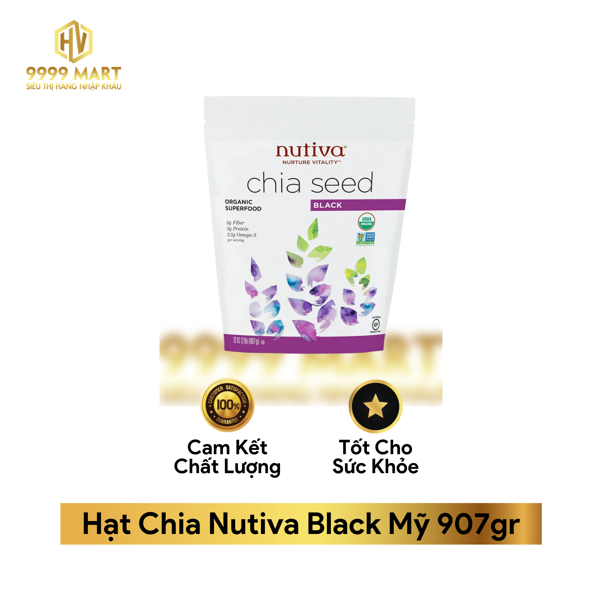 Hạt Chia Nutiva Black Mỹ 907gr