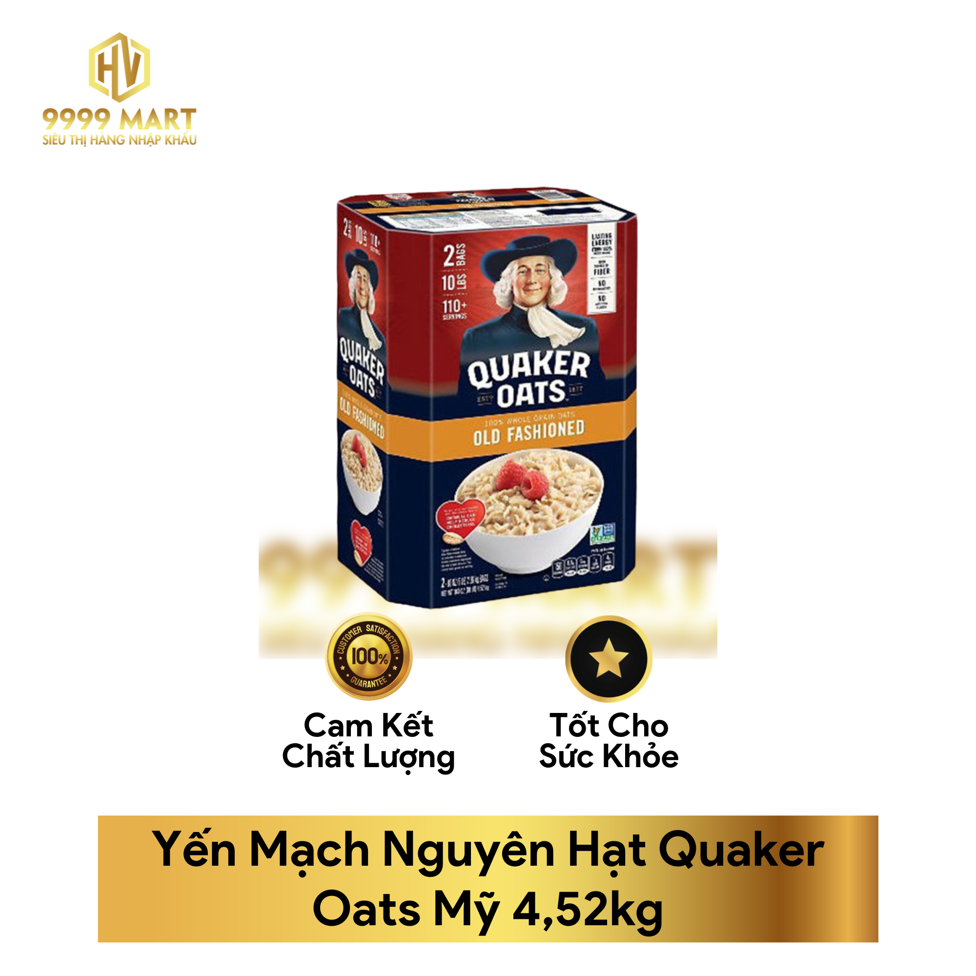 Yến Mạch Nguyên Hạt Quaker Oats Mỹ 4,52kg
