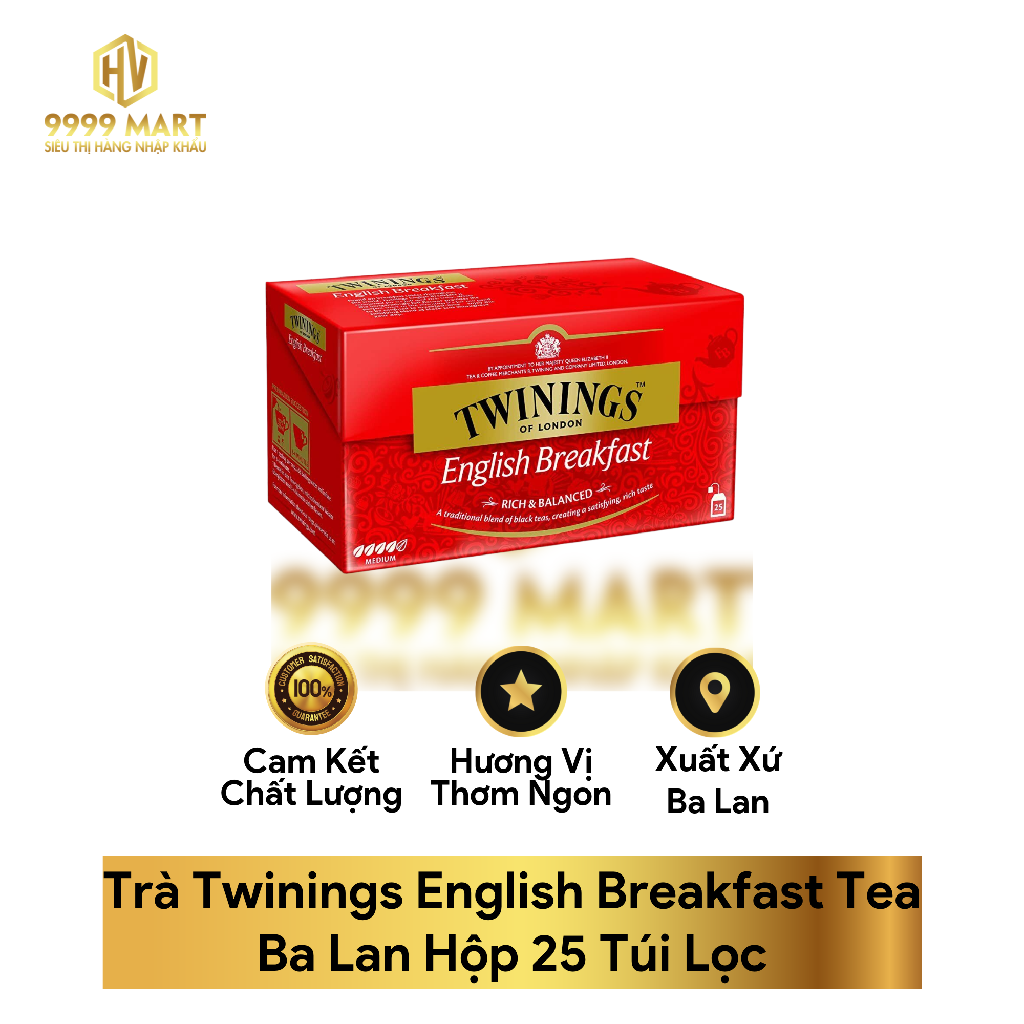 Trà Twinings English Breakfast Tea Ba Lan Hộp 25 Túi Lọc