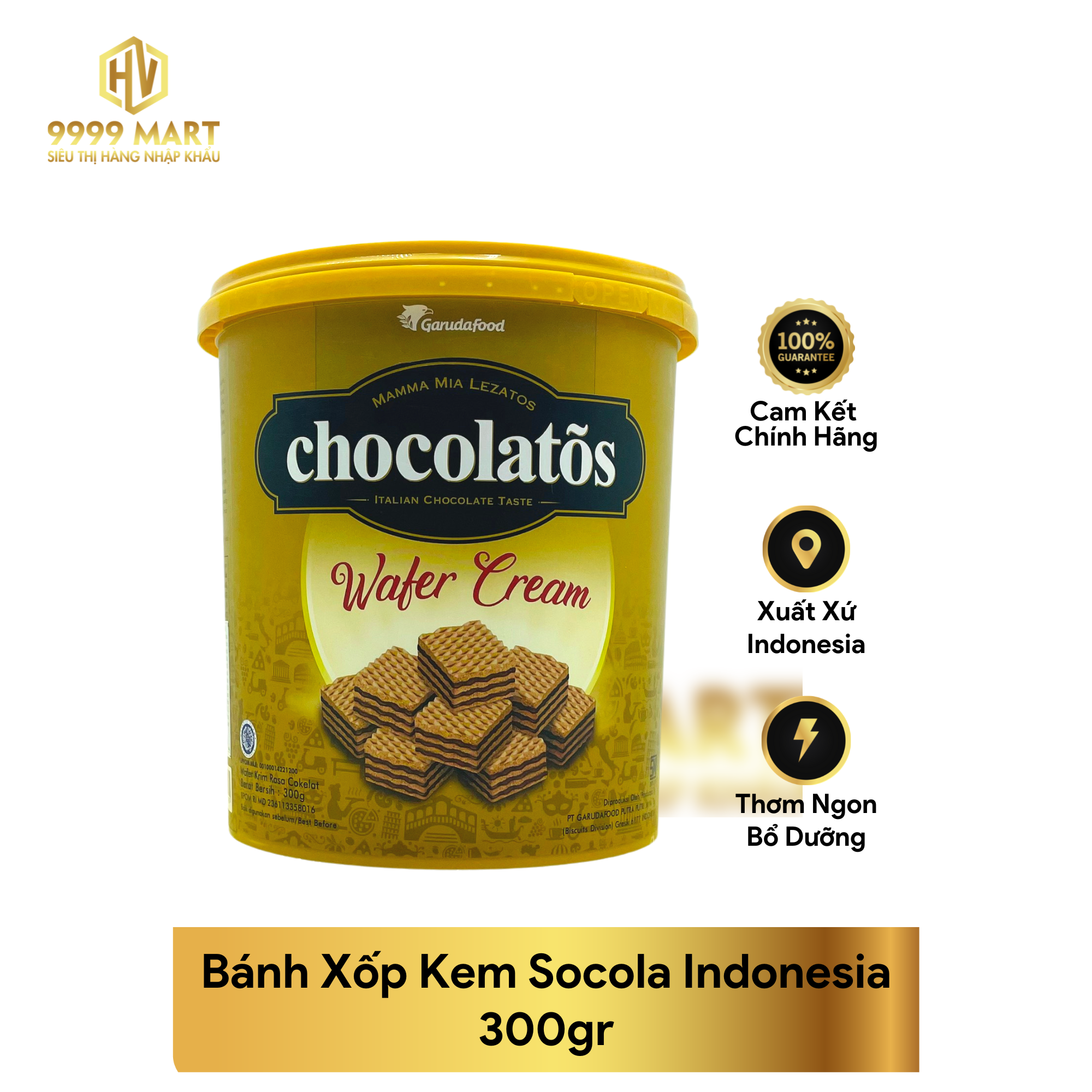 Bánh Xốp Kem Socola Indonesia 300gr