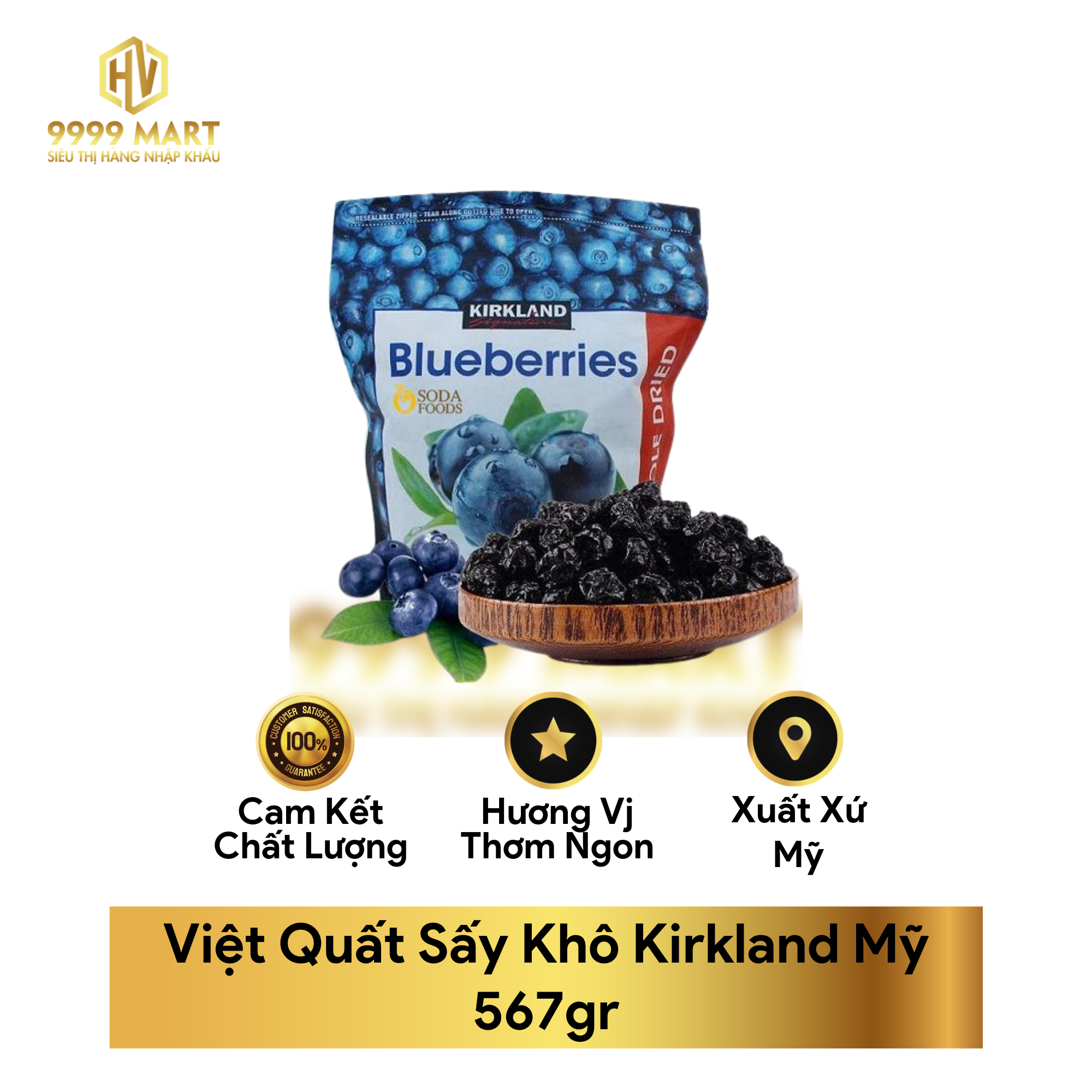 Việt Quất Sấy Khô Kirkland Mỹ 567gr
