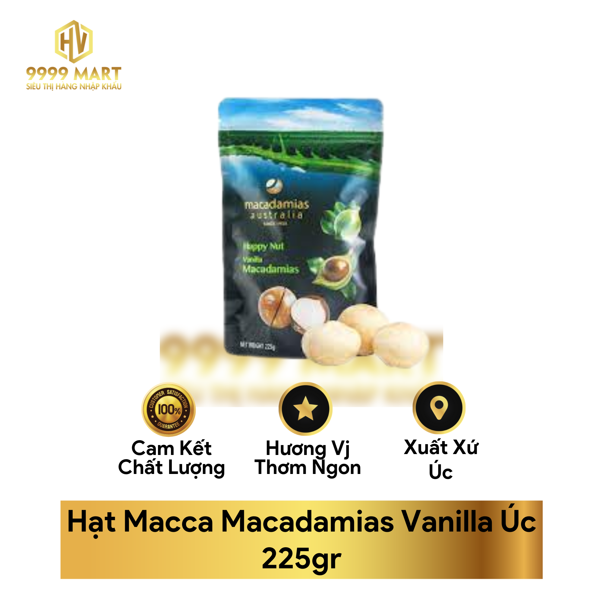 Hạt Macca Macadamias Vanilla Úc 225gr