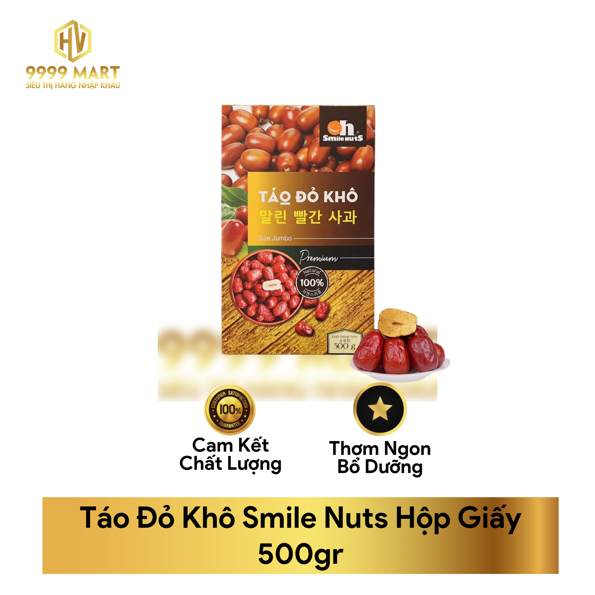 Táo Đỏ Khô Smile Nuts Hộp Giấy 500gr