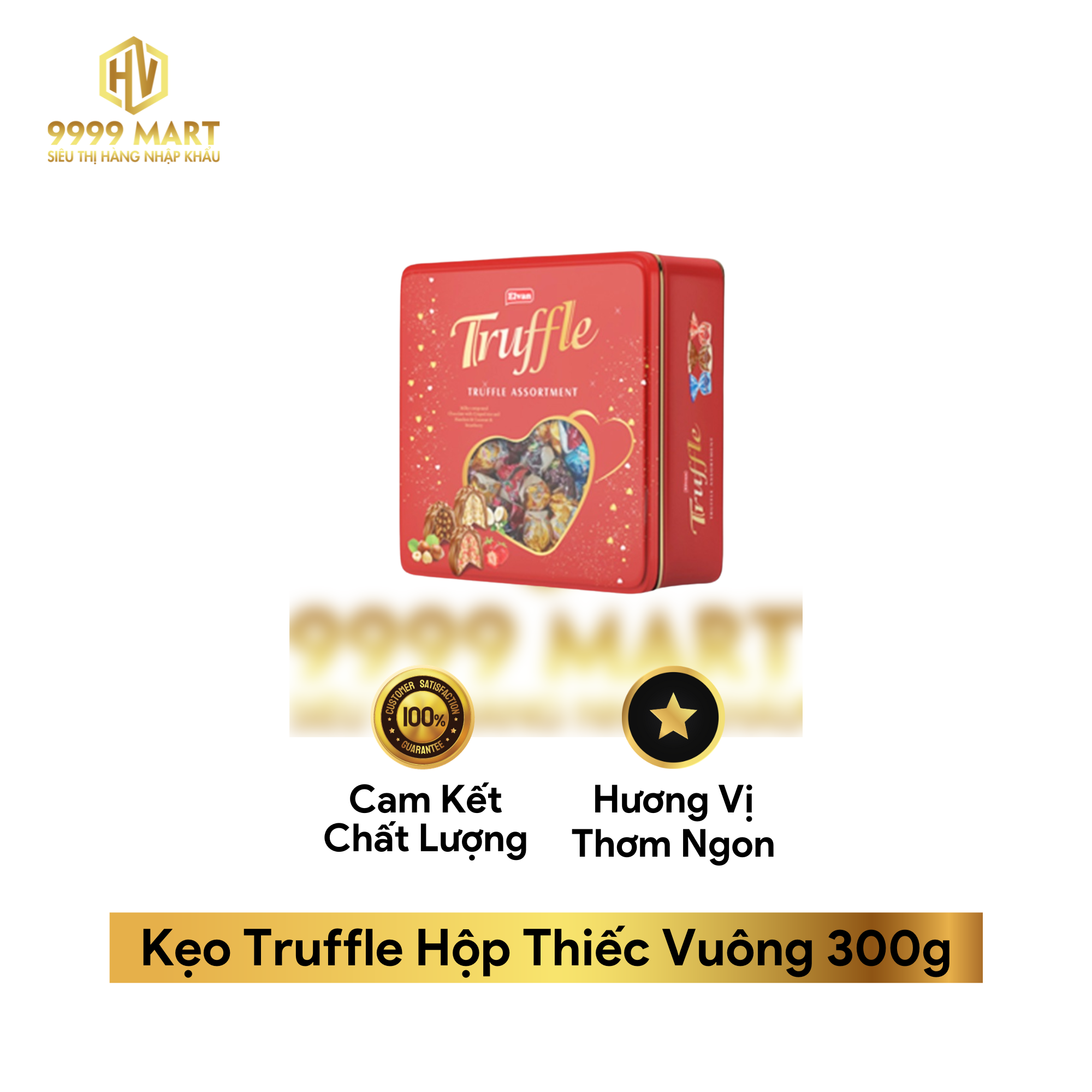 Kẹo Truffle Hộp Thiếc Vuông 300g