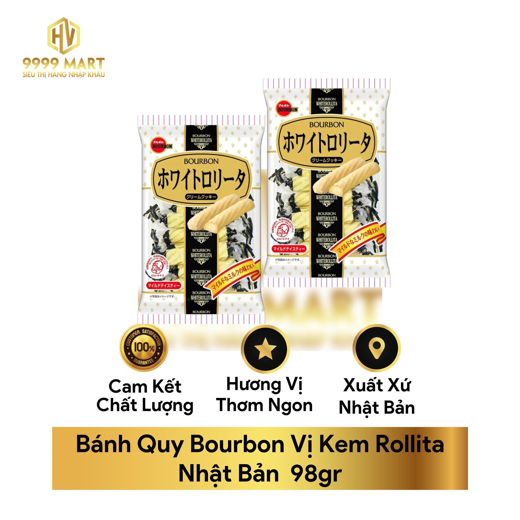 Bánh Quy Bourbon Vị Kem Rollita Nhật Bản 98gr