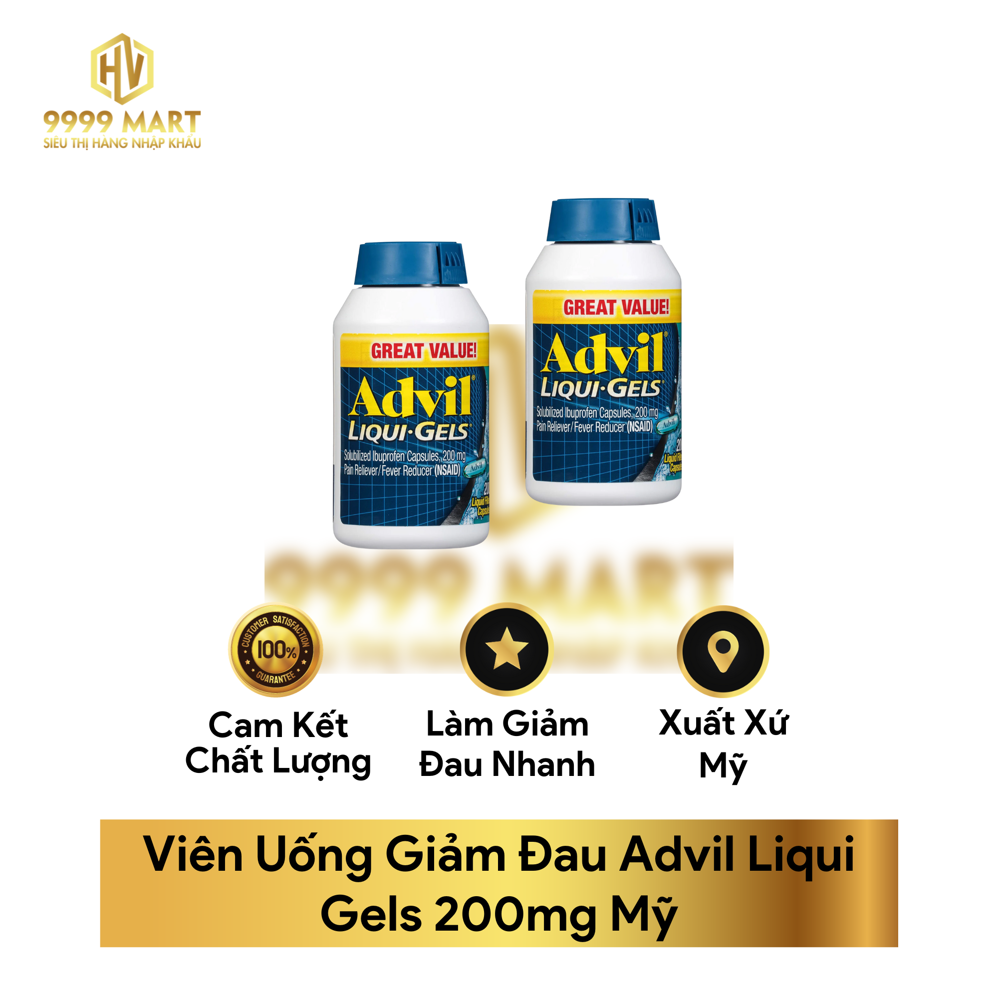 Viên Uống Giảm Đau Advil Liqui Gels 200mg Mỹ