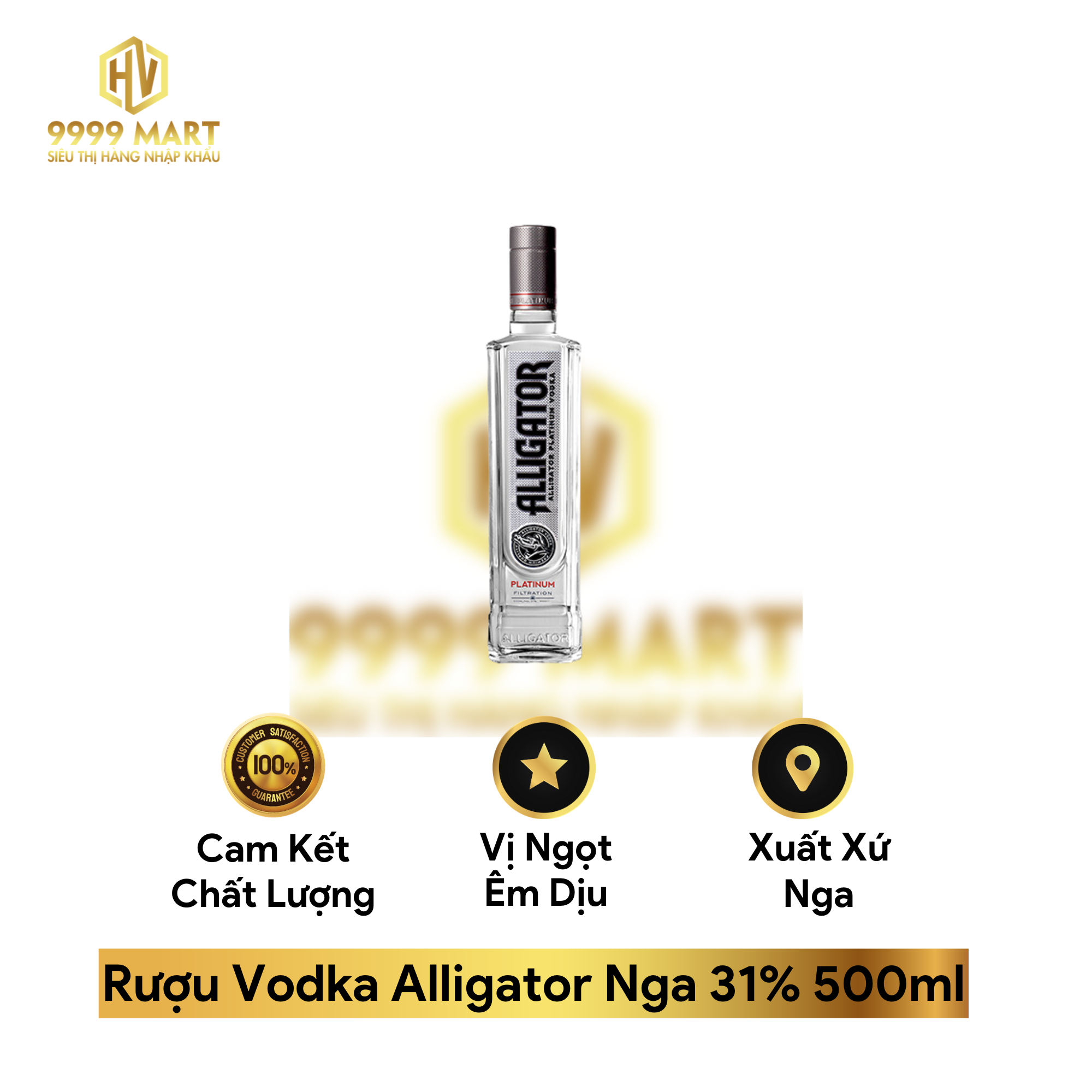 Rượu Vodka Alligator Nga 31% 500ml