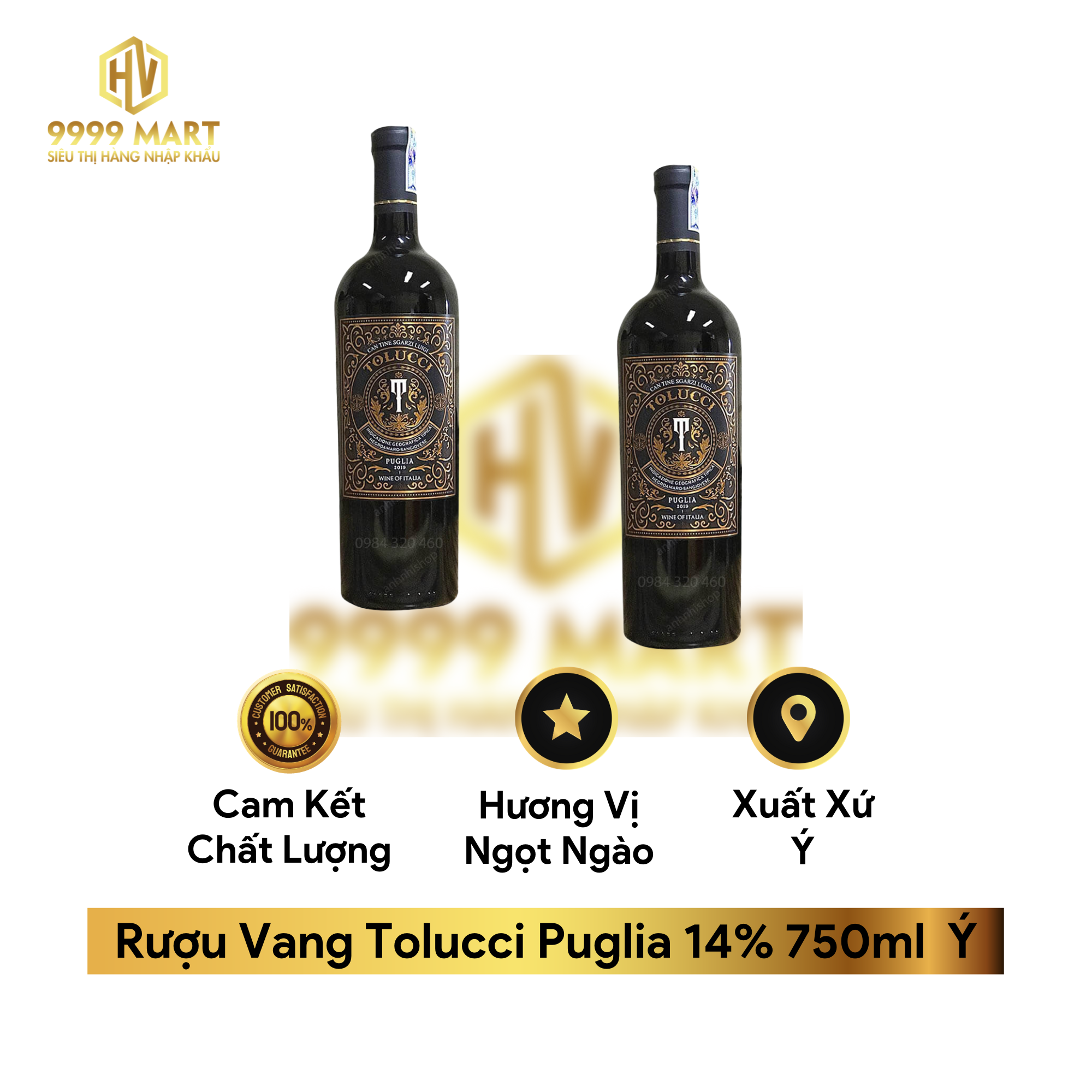 Rượu Vang Tolucci Puglia 14% 750ml Ý