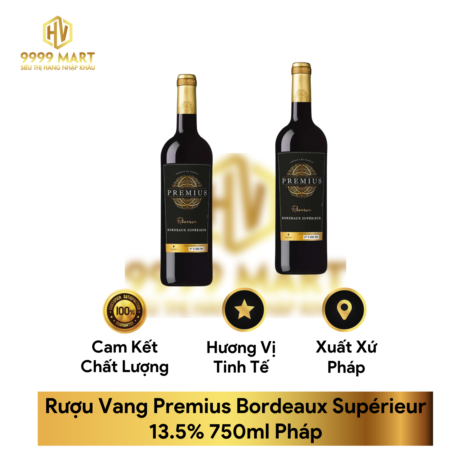 Rượu Vang Premius Bordeaux Supérieur 13.5% 750ml Pháp