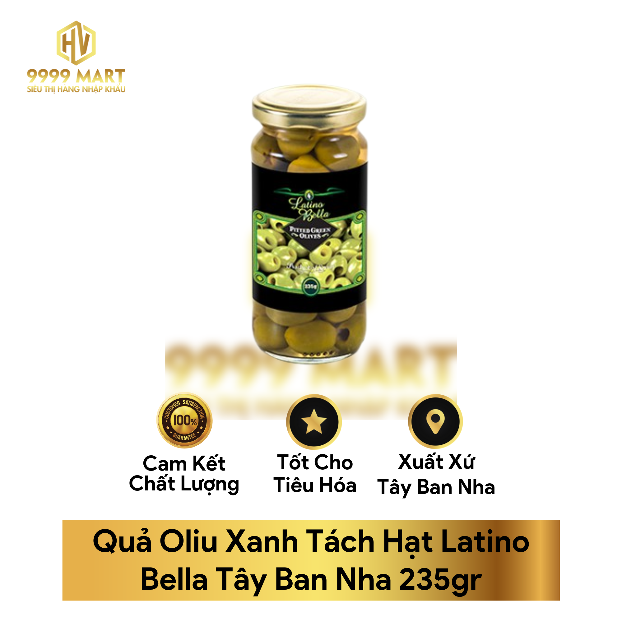Quả Olive Xanh Tách Hạt Latino Bella Tây Ban Nha 235gr
