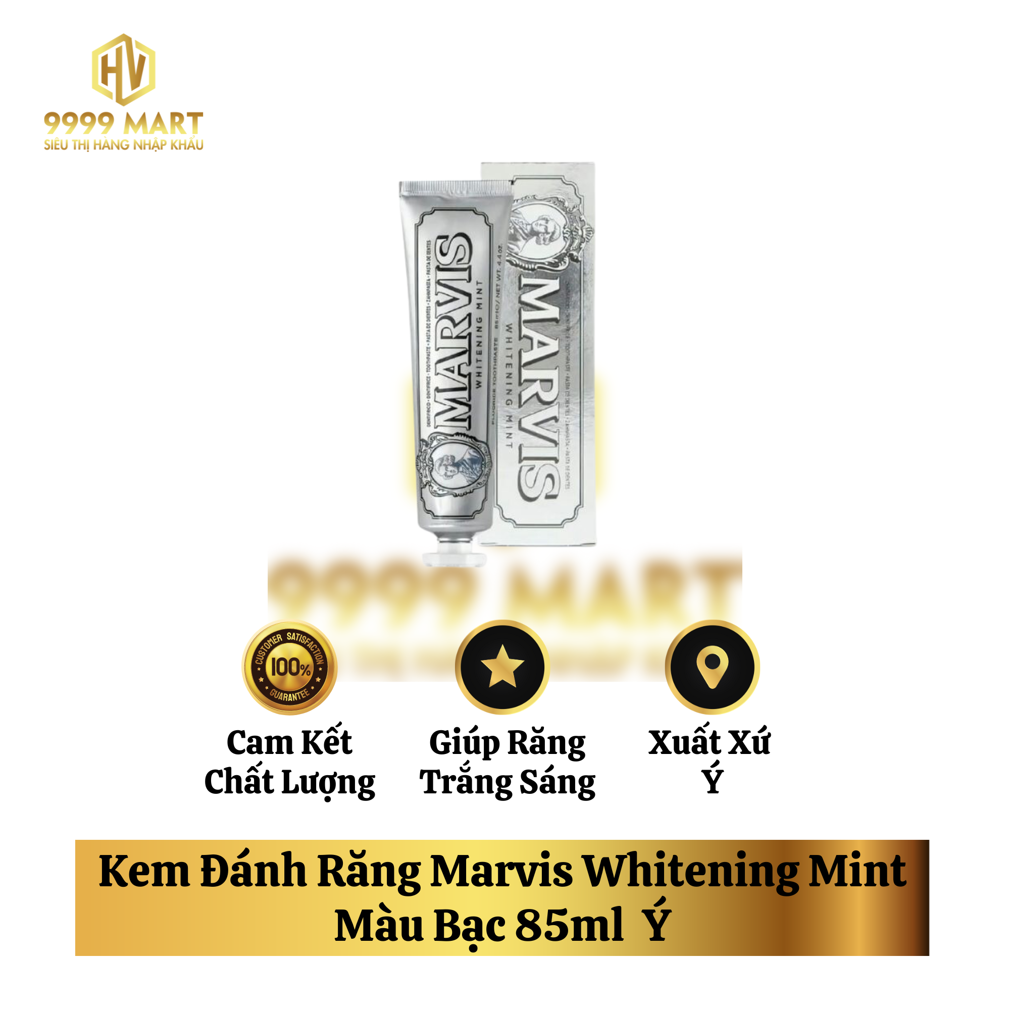 Kem Đánh Răng Marvis Whitening Mint Màu Bạc 85ml Ý