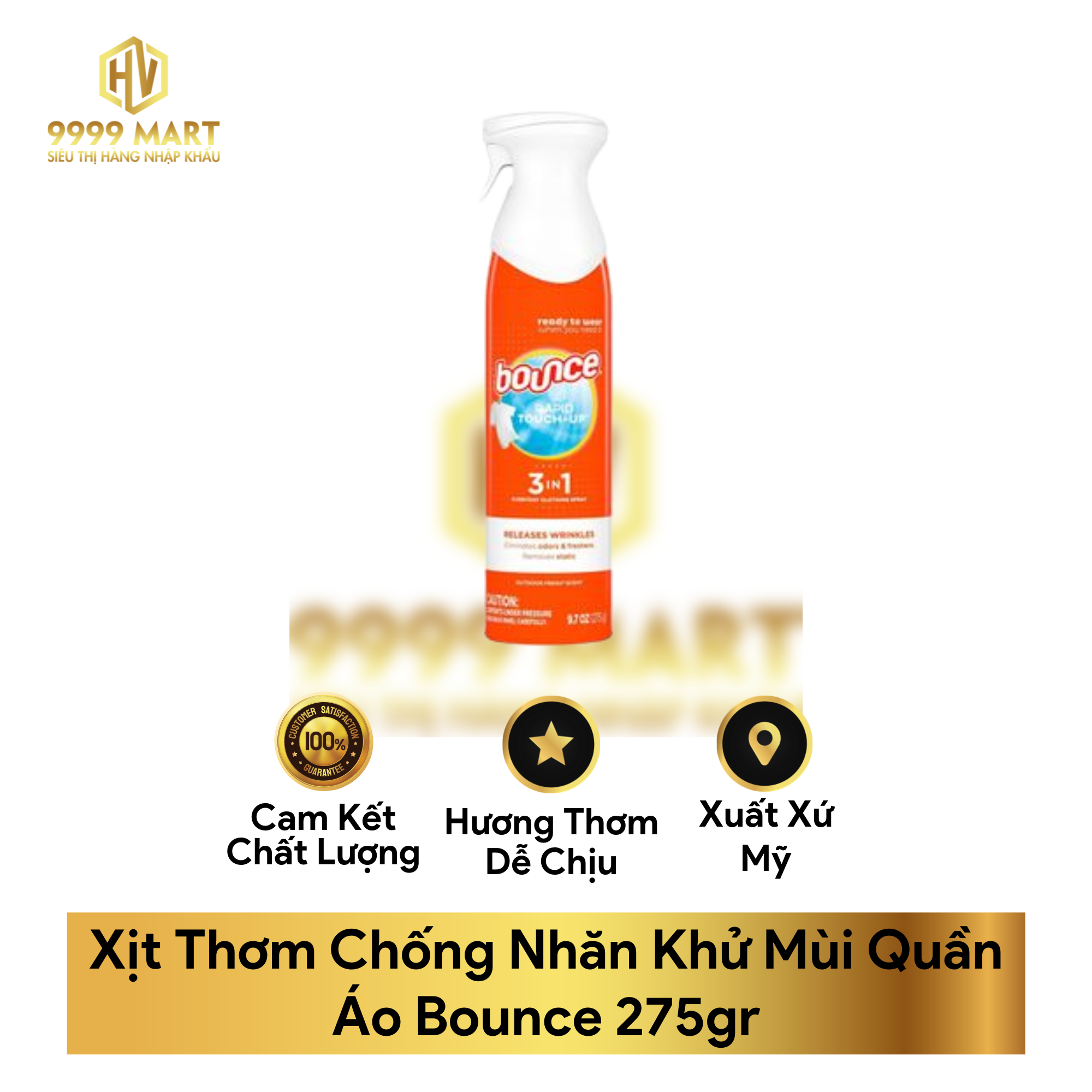 Xịt Thơm Chống Nhăn Khử Mùi Quần Áo Bounce 275gr