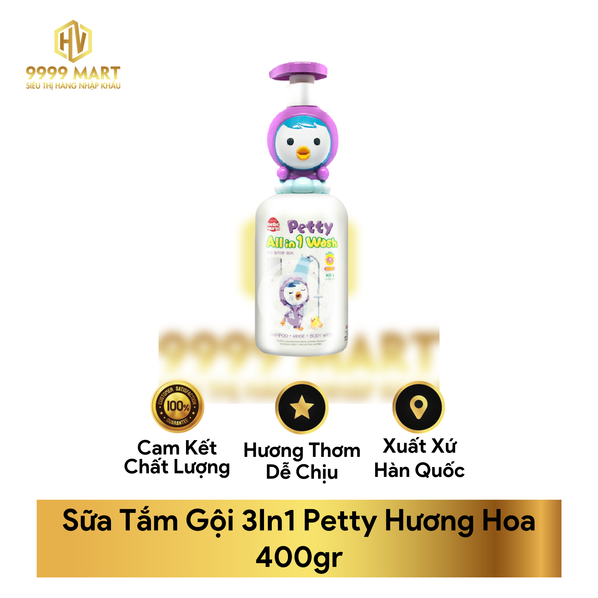 Sữa Tắm Gội 3In1 Petty Hương Hoa 400gr