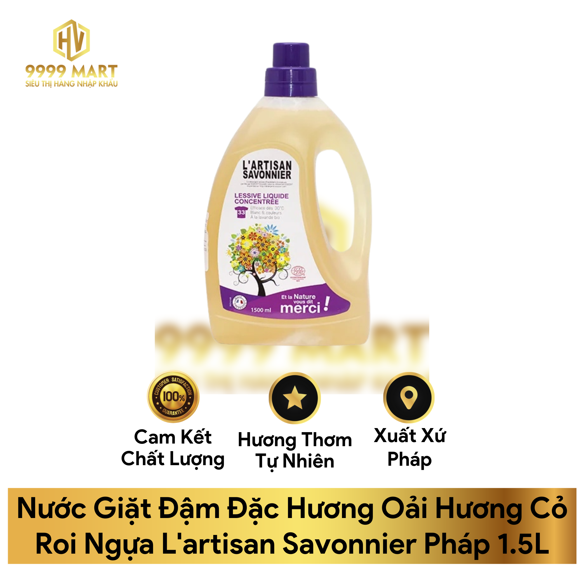 Nước Giặt Đậm Đặc Hương Oải Hương Cỏ Roi Ngựa L'artisan Savonnier Pháp 1.5L