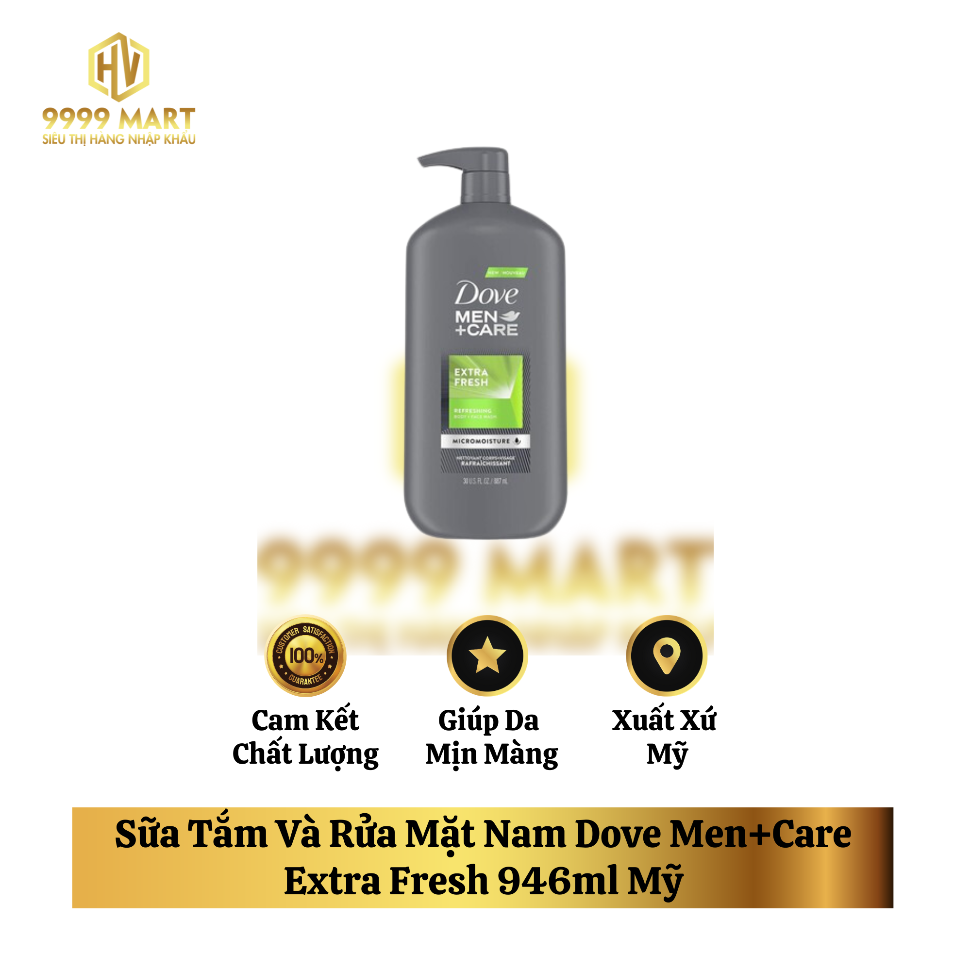 Sữa Tắm Và Rửa Mặt Nam Dove Men+Care Extra Fresh 946ml Mỹ