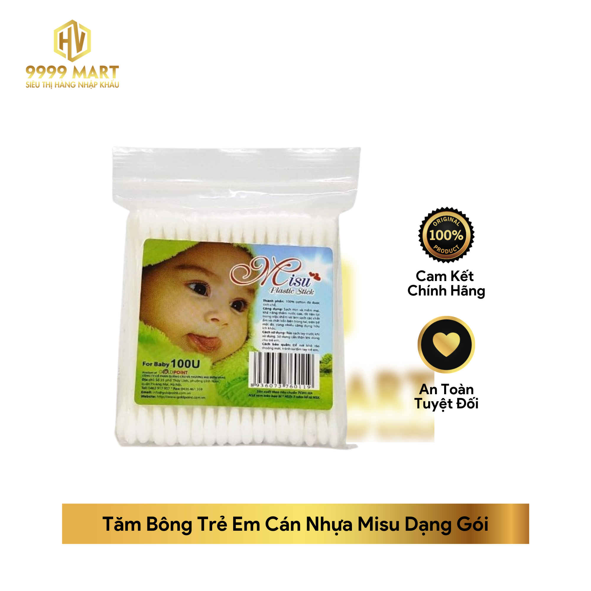 Tăm Bông Trẻ Em Cán Nhựa Misu Dạng Gói