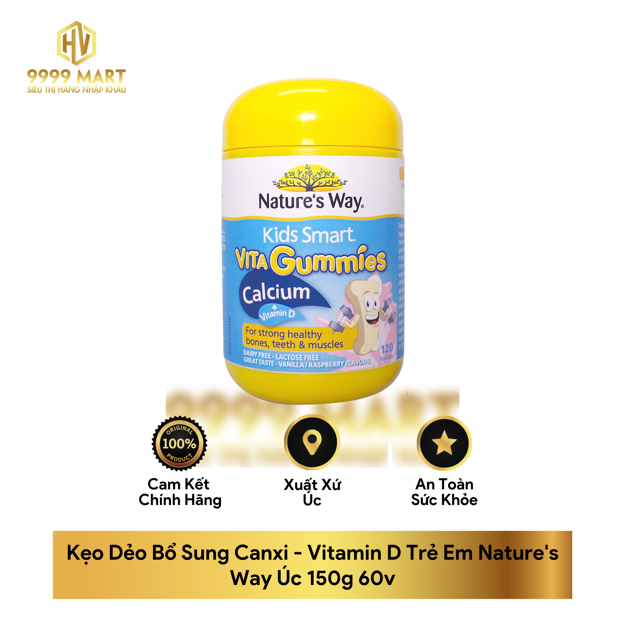 Kẹo Dẻo Bổ Sung Canxi - Vitamin D Trẻ Em Nature's Way Úc 150g 60v
