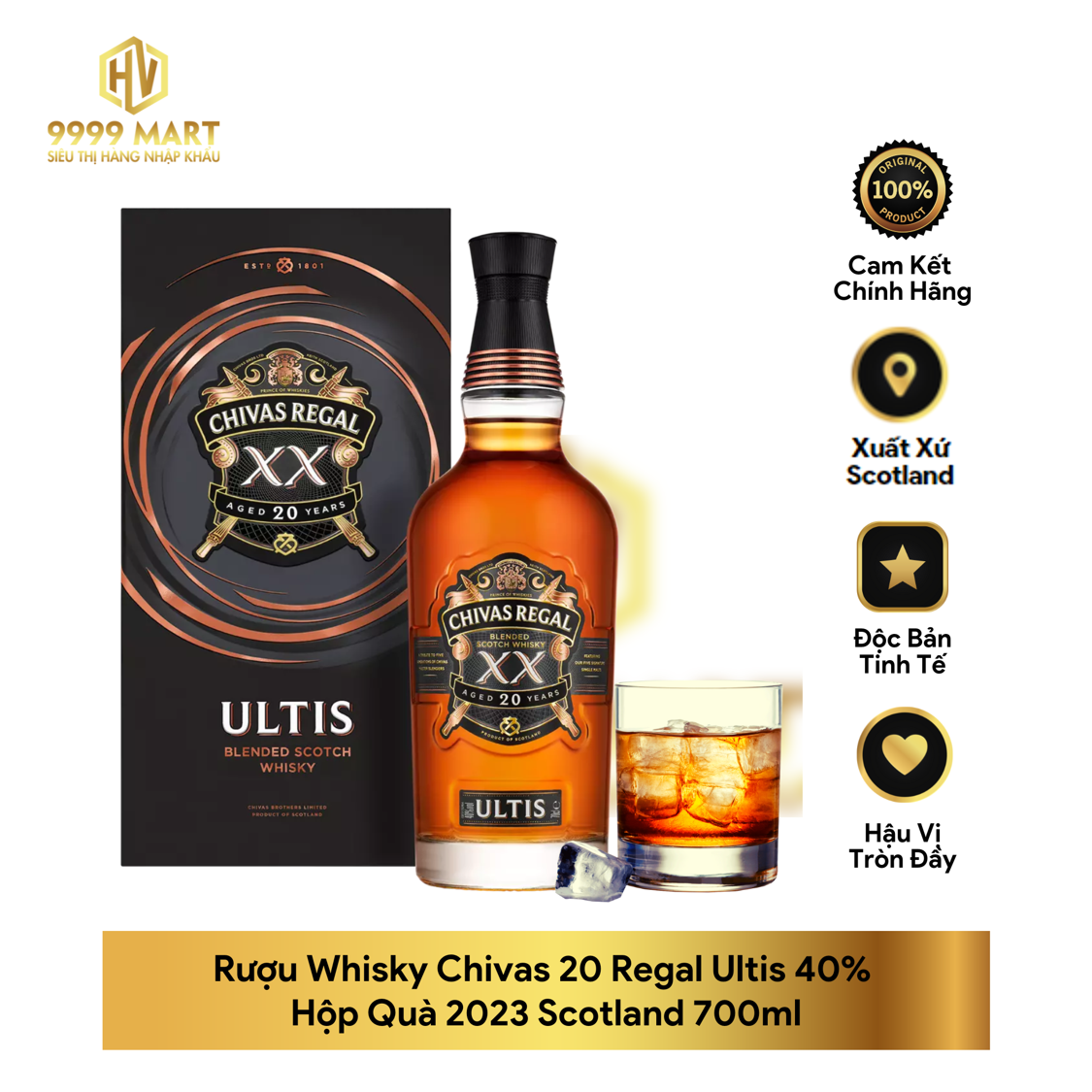 Rượu Whisky Chivas 20 Regal Ultis 40% Hộp Quà 2023 Scotland 700ml
