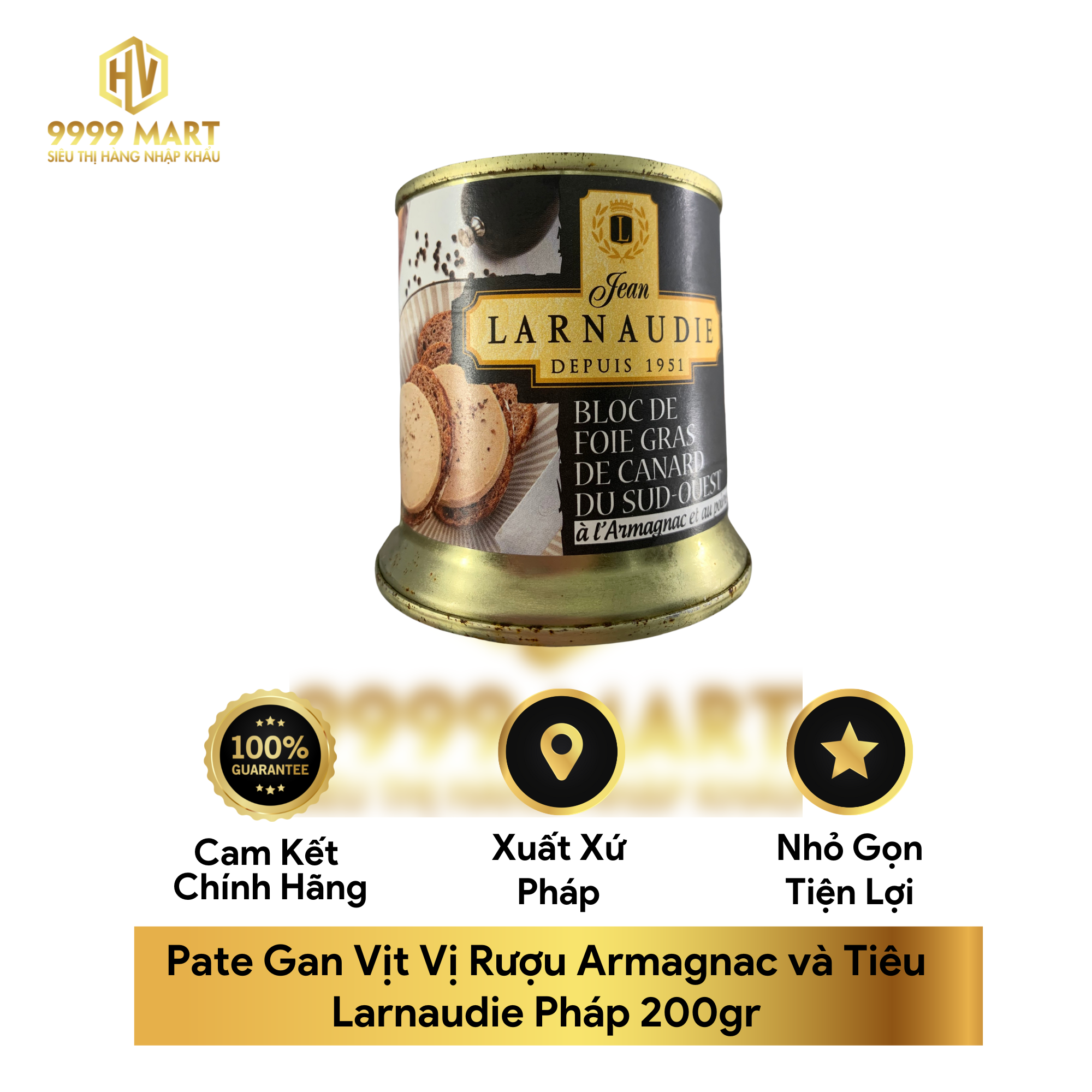 Pate Gan Vịt Vị Rượu Armagnac và Tiêu Larnaudie Pháp 200gr