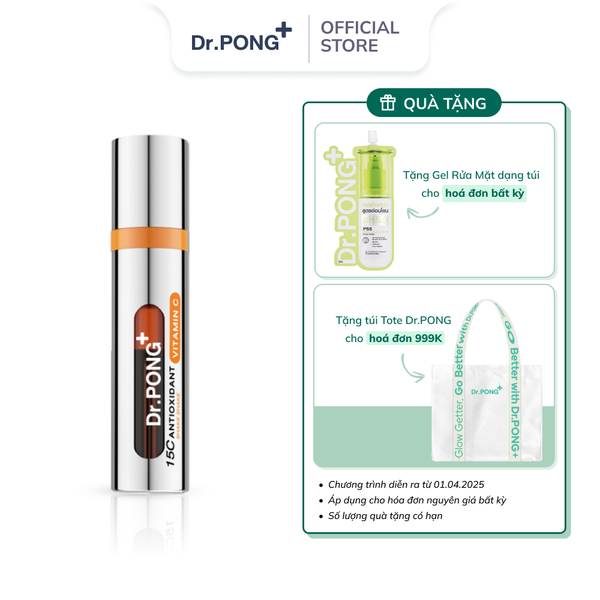 Serum Vitamin C dưỡng trắng,mờ thâm, thu nhỏ lỗ chân lông và chống oxy hóa, Dr.Pong 15c Antioxidant Vitamin C Shake Shake 10ml