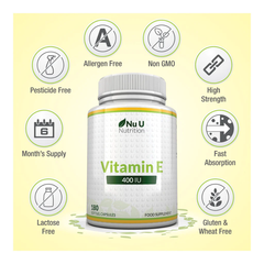 Nu U Nutrition Vitamin E 400 IU 180 Viên | 180 Servings