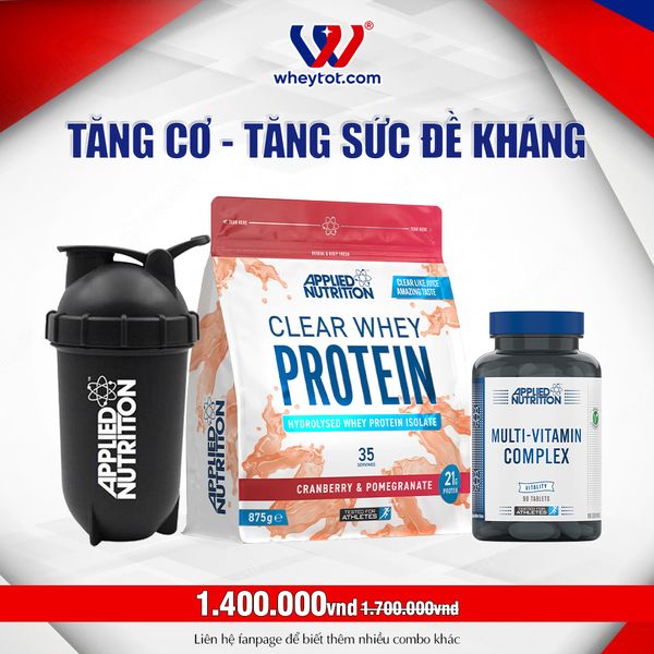Combo Clear Whey 875gr + Multi Vitamin + Bình Lắc Applied