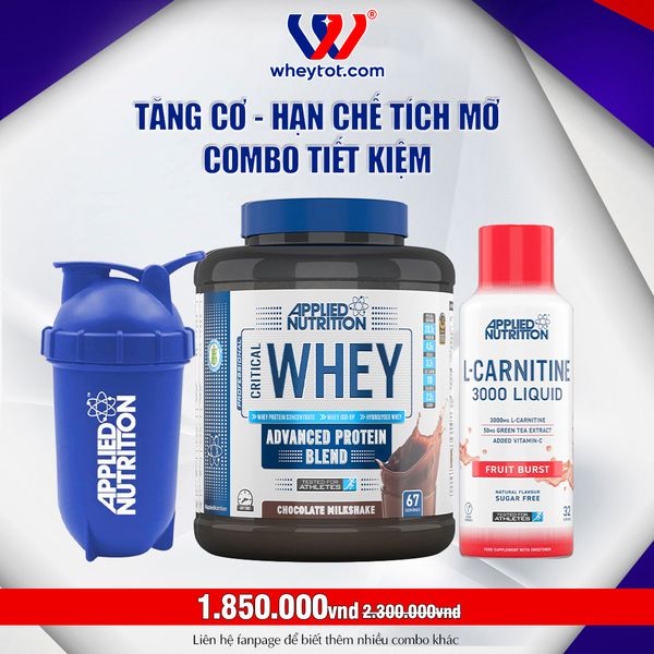 Combo Critical Whey 2kg + L Carnitine 3000 480ml + Bình Lắc Applied