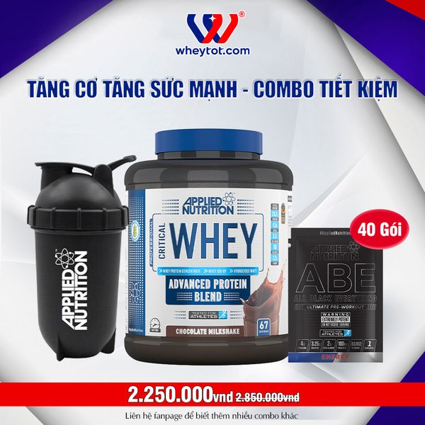 Combo Critical Whey 2kg + 40 Sample ABE + Bình Lắc Applied