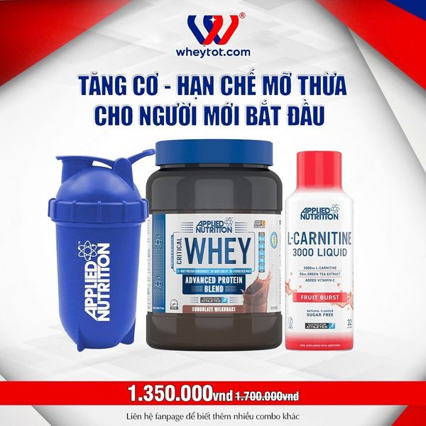 Combo Critical Whey 900gr + L Carnitine 3000 480ml + Bình Lắc Applied