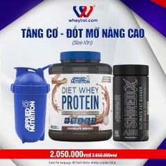 Combo Diet Whey 1.8kg + Shred X ABE + Bình Lắc Applied