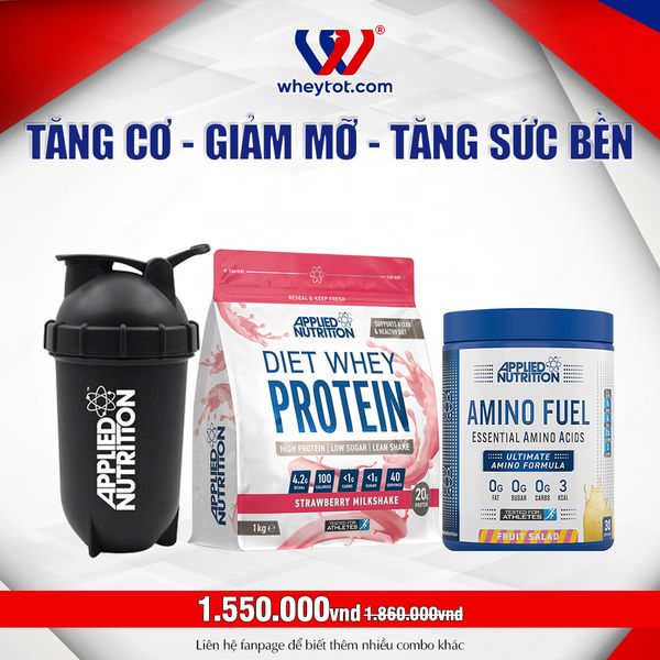 Combo Diet Whey 1kg + EAA Amino Fuel 390gr + Bình Lắc Applied