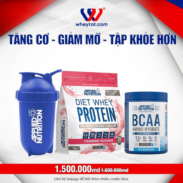 Combo Diet Whey 1kg + BCAA Amino Hydrate 450gr + Bình Lắc Applied