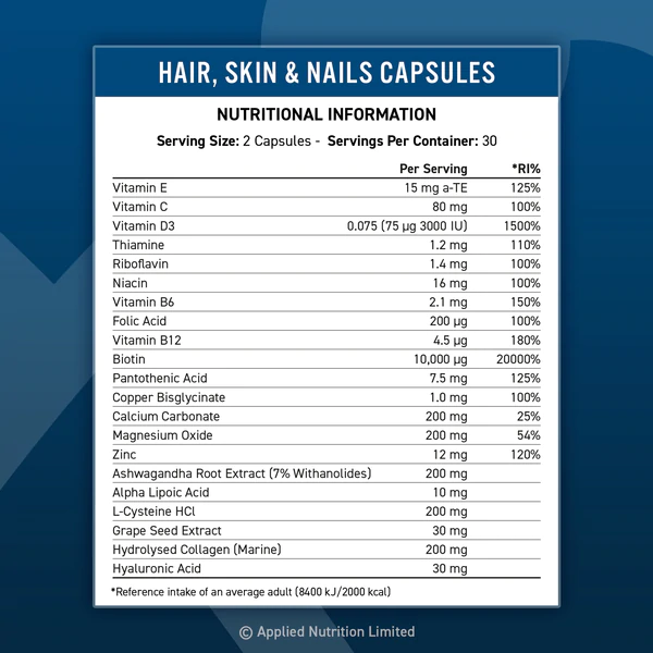 Applied Nutrition Hair, Skin & Nails 60 Viên (30 Servings)