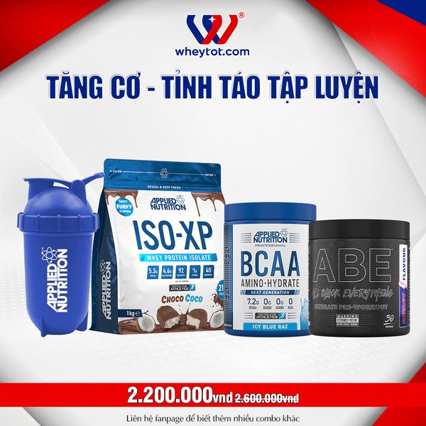 Combo Iso XP 1kg + ABE 315gr + BCAA 450gr + Bình Lắc Applied