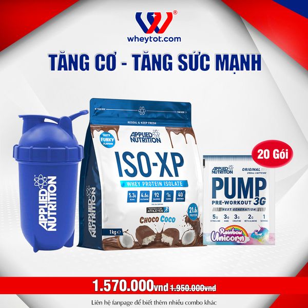 Combo Iso XP 1kg + 20 Sample Pump + Bình Lắc Applied