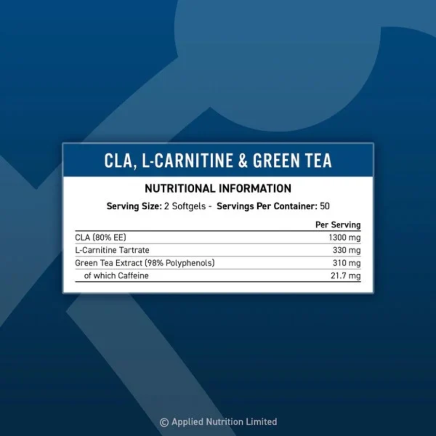 Applied Nutrition CLA L-Carnitine Green Tea 100 Viên (50 Servings)