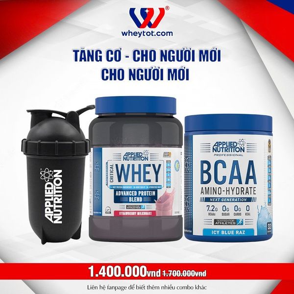 Combo Critical Whey 900gr + BCAA Amino Hydrate 450g + Bình Lắc Applied